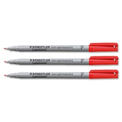 Staedtler Fine Non Permanent Pen Red [Pack 10]
